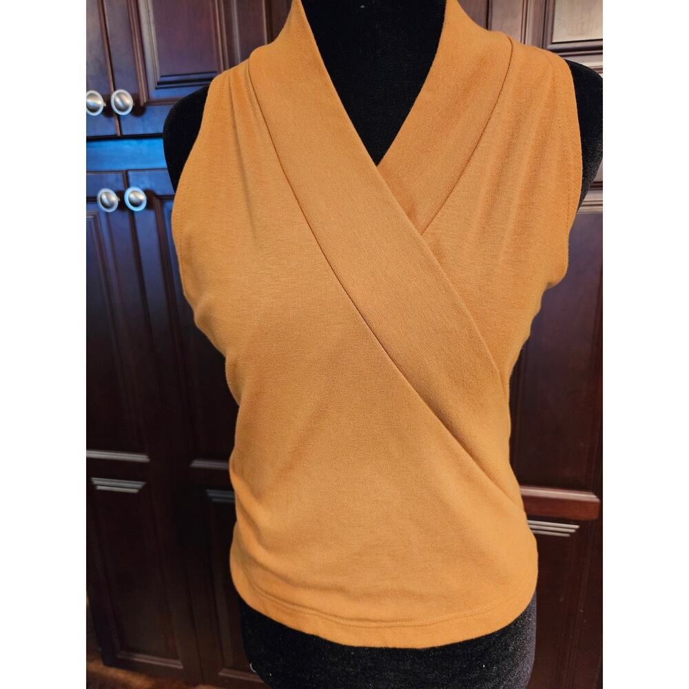Vintage Lydia Jane Ltd. V-Neck layered fitted tank top in orange sz Large